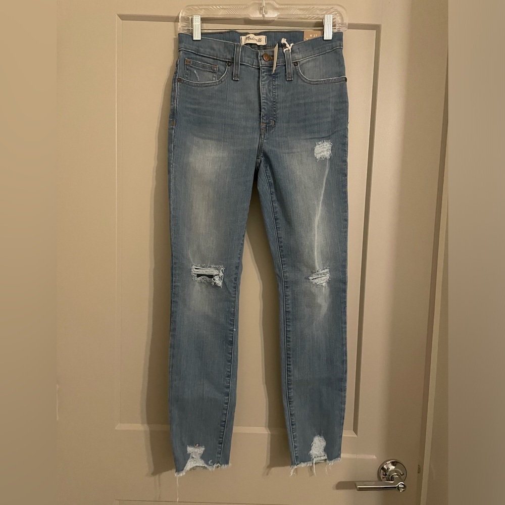 NWT Madewell high rise distressed skinny blue jeans size 27
